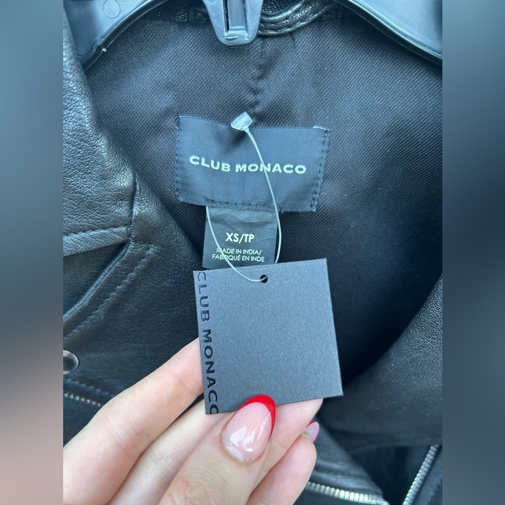 Club Monaco Leather Classic Moto Jacket in Black New with tags! - Picture 5 of 9
